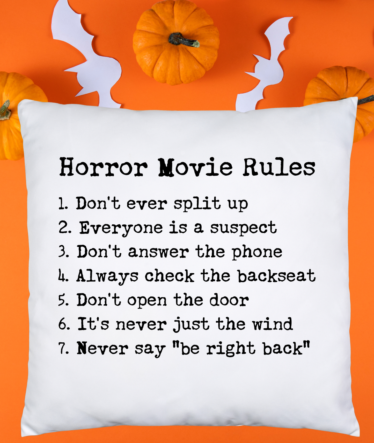 Horror Movie Rules Pillow
