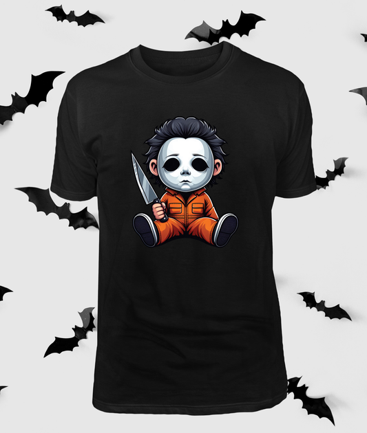 Mini Michael Myers in Orange Tshirt